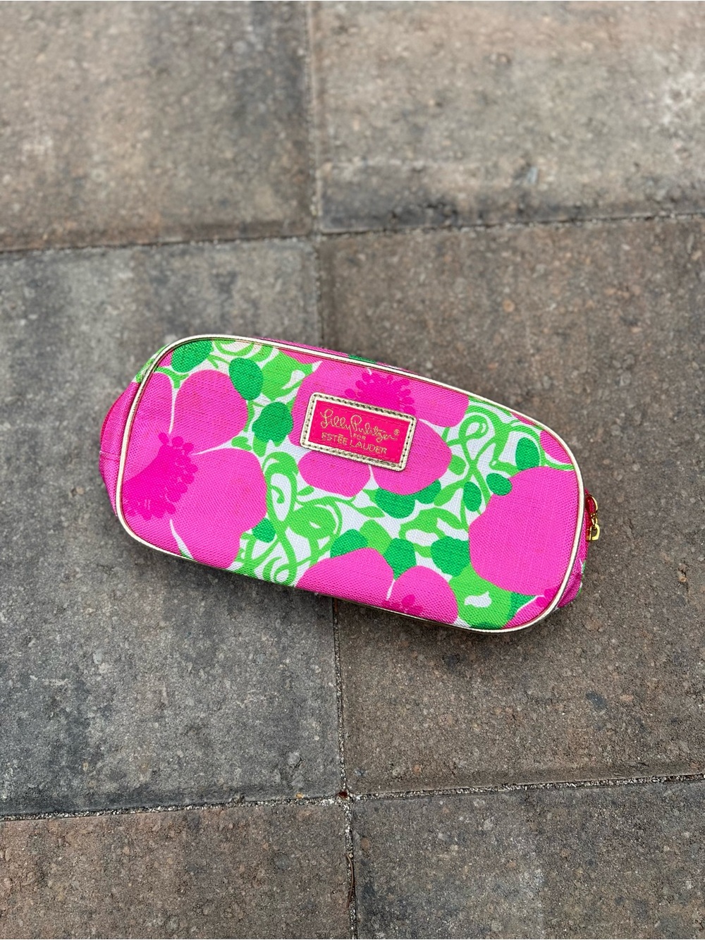 Lily Pulitzer For Estee Lauder Cosmetic Bag Pink Green Floral